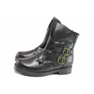 Черни анатомични дамски боти, естествена кожа - ежедневни обувки за есента и зимата N 100016444