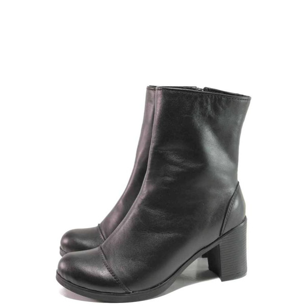 Черни дамски боти, естествена кожа - всекидневни обувки за есента и зимата N 100016512