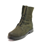 Зелени дамски боти, естествена кожа - ежедневни обувки за есента и зимата N 100016431