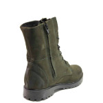 Зелени дамски боти, естествена кожа - ежедневни обувки за есента и зимата N 100016431