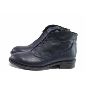 Тъмносини анатомични дамски боти, естествена кожа - ежедневни обувки за есента и зимата N 100016426