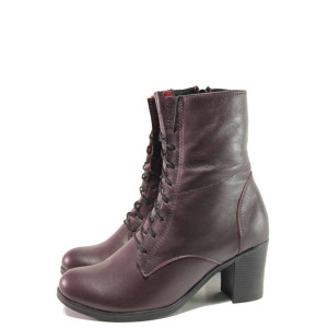 Винени анатомични дамски боти, естествена кожа и естествена велурена кожа - ежедневни обувки за есента и зимата N 100016434