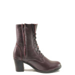 Винени дамски боти, естествена кожа - всекидневни обувки за есента и зимата N 100022638