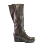 Кафяви дамски ботуши, естествена кожа - ежедневни обувки за есента и зимата N 100016447