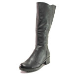 Черни дамски ботуши, естествена кожа - ежедневни обувки за пролетта и лятото N 100016459
