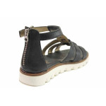 Черни дамски сандали, естествена кожа - ежедневни обувки за пролетта и лятото N 100016452