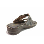 Кафяви дамски чехли, естествена кожа - ежедневни обувки за пролетта и лятото N 100016455