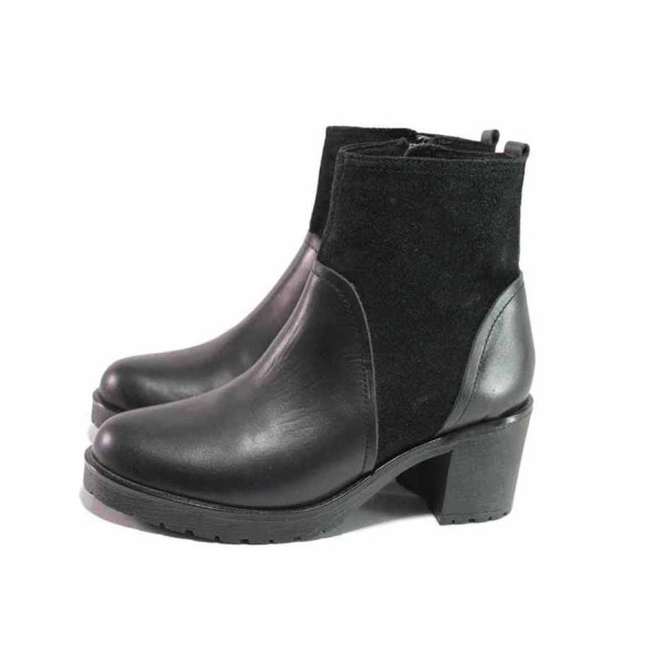Черни анатомични дамски боти, естествена кожа - ежедневни обувки за есента и зимата N 100016628