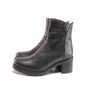 Кафяви анатомични дамски боти, естествена кожа - ежедневни обувки за есента и зимата N 100016625