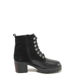 Черни дамски боти, естествена кожа и естествена велурена кожа - ежедневни обувки за есента и зимата N 100016610