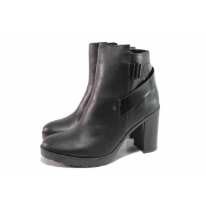 Черни анатомични дамски боти, естествена кожа - ежедневни обувки за есента и зимата N 100016612