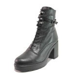 Черни дамски боти, естествена кожа - ежедневни обувки за есента и зимата N 100016631