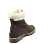 Кафяви дамски боти, естествен набук - ежедневни обувки за есента и зимата N 100016633
