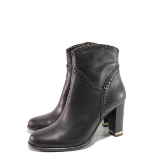 Кафяви дамски боти, естествена кожа - ежедневни обувки за есента и зимата N 100016632