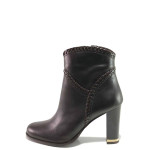 Кафяви дамски боти, естествена кожа - ежедневни обувки за есента и зимата N 100016632