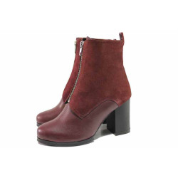 Винени анатомични дамски боти, естествена кожа и естествена велурена кожа - ежедневни обувки за есента и зимата N 100016630