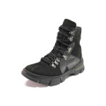Черни анатомични юношески боти, естествен набук - ежедневни обувки за есента и зимата N 100016621