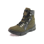Зелени анатомични юношески боти, естествен набук - спортни обувки за есента и зимата N 100016622