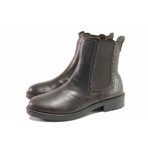 Кафяви анатомични дамски боти, естествена кожа - ежедневни обувки за есента и зимата N 100016616