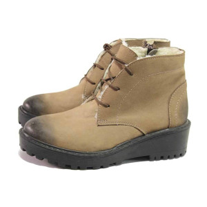 Черни анатомични дамски боти, естествен набук - ежедневни обувки за есента и зимата N 100016543