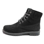Черни анатомични юношески боти, естествен набук - ежедневни обувки за есента и зимата N 100016551