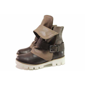 Кафяви анатомични дамски боти, естествена кожа - ежедневни обувки за есента и зимата N 100016536