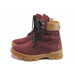 Винени анатомични дамски боти, естествен набук - ежедневни обувки за есента и зимата N 100016547