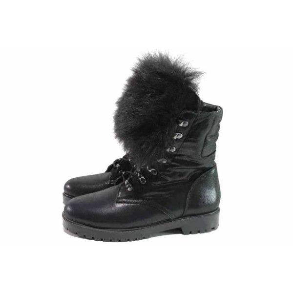 Черни анатомични дамски боти, естествена кожа - ежедневни обувки за есента и зимата N 100016535