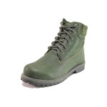 Зелени анатомични юношески боти, естествена кожа - ежедневни обувки за есента и зимата N 100016549