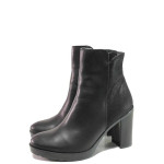 Черни дамски боти, естествена кожа - ежедневни обувки за есента и зимата N 100016529