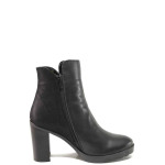 Черни дамски боти, естествена кожа - ежедневни обувки за есента и зимата N 100016529