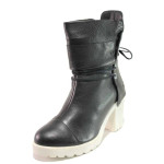 Черни дамски боти, естествена кожа - ежедневни обувки за есента и зимата N 100016537
