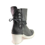 Черни дамски боти, естествена кожа - ежедневни обувки за есента и зимата N 100016537