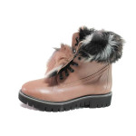 Розови дамски боти, естествена кожа - ежедневни обувки за есента и зимата N 100016553