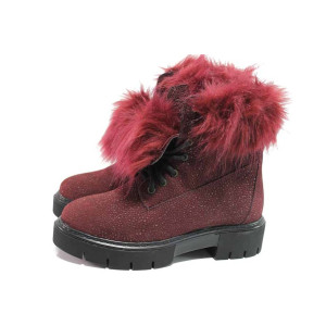 Винени анатомични дамски боти, естествен набук - ежедневни обувки за есента и зимата N 100016554