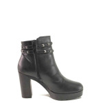 Черни дамски боти, естествена кожа - ежедневни обувки за есента и зимата N 100016526