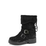 Черни дамски боти, естествена кожа - ежедневни обувки за есента и зимата N 100016528