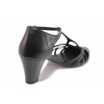 Черни дамски обувки със среден ток, естествена кожа - ежедневни обувки за пролетта и лятото N 100016642