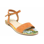 Оранжеви дамски сандали, естествена кожа - всекидневни обувки за пролетта и лятото N 100016643