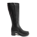 Черни дамски ботуши, естествена кожа - всекидневни обувки за есента и зимата N 100016652