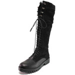 Черни дамски ботуши, естествена кожа и естествена велурена кожа - всекидневни обувки за есента и зимата N 100016660