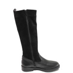 Черни дамски ботуши, естествен набук - ежедневни обувки за есента и зимата N 100016663