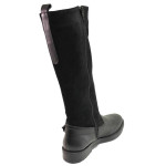 Черни дамски ботуши, естествен набук - ежедневни обувки за есента и зимата N 100016663