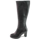 Черни дамски ботуши, естествена кожа - официални обувки за есента и зимата N 100016672