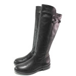 Черни дамски ботуши, естествена кожа - ежедневни обувки за есента и зимата N 100016648