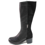 Черни дамски ботуши, естествена кожа - всекидневни обувки за есента и зимата N 100016658