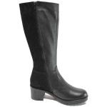 Черни дамски ботуши, естествена кожа - всекидневни обувки за есента и зимата N 100016658