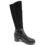 Черни дамски ботуши, естествен набук - всекидневни обувки за есента и зимата N 100016664