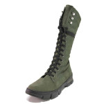 Зелени дамски ботуши, естествен набук - спортни обувки за есента и зимата N 100016669