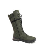 Зелени дамски ботуши, естествен набук - спортни обувки за есента и зимата N 100016669